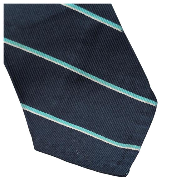Polo Ralph Lauren Repp Tie Mens 56"x3.5" Navy Blue Striped 100% Silk USA Vintage - Picture 3 of 11